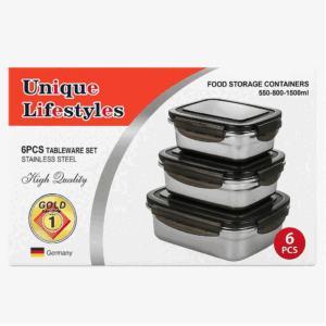 ظرف استیل درب لاک اندلاک سه تیکه